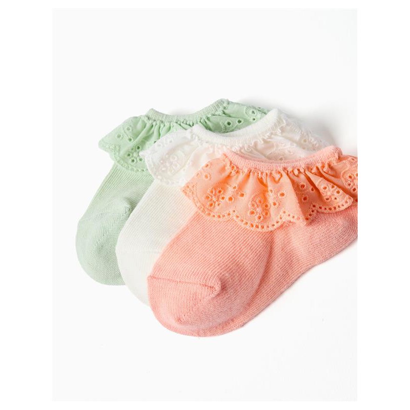 PACK-3 CALCETINES BEBE NIÑA PUNTILLA COLORES
