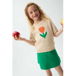 JERSEY NIÑA MANGA CORTA TULIPAN BEIGE
