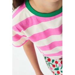 CAMISETA NIÑA RAYAS ANCHAS FUCSIA