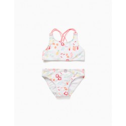 BIKINI NIÑA TIRANTE CRUZADO FLUOR DIBUJOS MARINOS