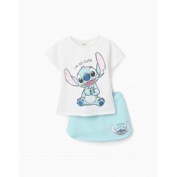 CAMISETA NIÑA STITCH & SHORT TURQUESA