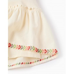 VESTIDO NIÑA PUNTO CRUZ MANGA BEIGE