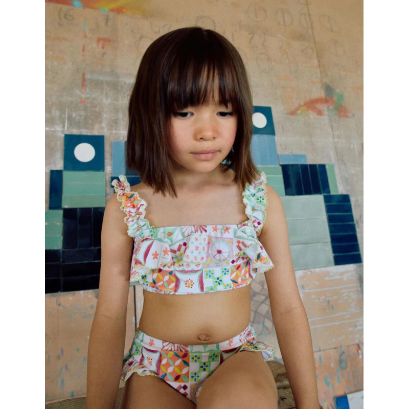 BIKINI NIÑA VOLANTE ESTAMPADO
