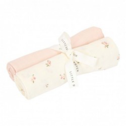 set 2 muselinas bebe algodon hidrofilo flores rosa azul little dutch chic and kid