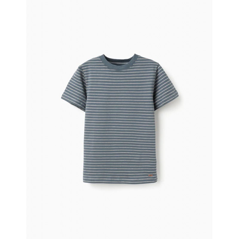 camiseta nina rayas jacquard azul beige zippy algodon premium chic and kid
