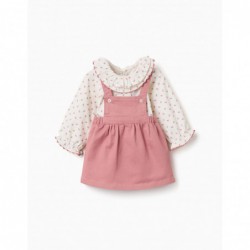 conjunto bebe nina body blanco estampado floral cuello volante vestido pichi sarga rosa zippy chic and kid