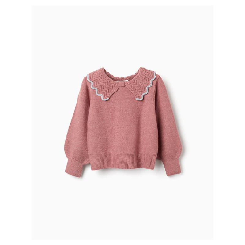 jersey nina punto rosa cuello bobo bebe festoneado zig zag zippy chic and kid