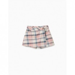 falda pantalon nina cuadros rosa azul marino skort cruzada tartán zippy chic and kid