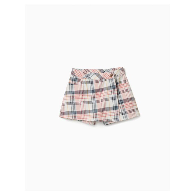 falda pantalon nina cuadros rosa azul marino skort cruzada tartán zippy chic and kid