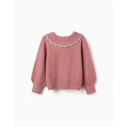 jersey nina punto rosa cuello bobo bebe festoneado zig zag zippy chic and kid