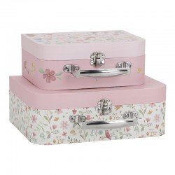 set 2 maletas infantiles carton rosa fairy garden ciervo flores little dutch chic and kid