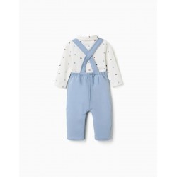 conjunto bebe peto chandal felpa azul camisa blanca estampada cuello abotonado zippy chic and kid