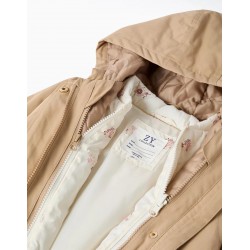 Parka 3-en-1 acolchada y con capucha para niña, beige/blanco Zippy