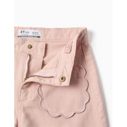 pantalon culotte nina rosa empolvado wide leg bolsillos ondas festonados zippy chic and kid