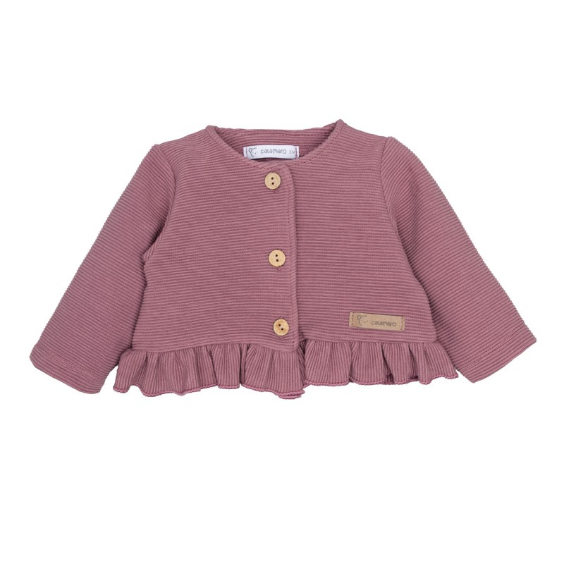 chaqueta bebe niña meira punto canale rebeca rosa viejo berenjena botones madera volante bajo calamaro baby chic and kid