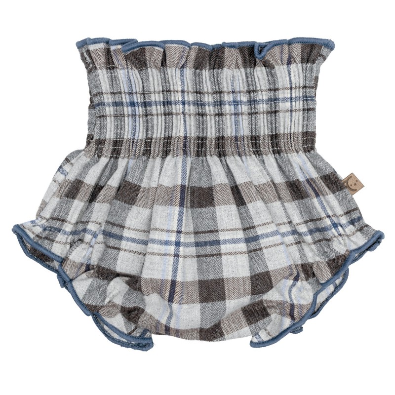 cubrepanal bebe braguita pololo nido de abeja cintura alta estampado cuadros escoceses tartán gris calamaro baby chic and kid