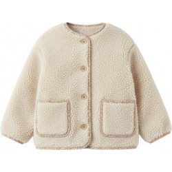 chaqueta nina borreguito beige crema ribetes pana marron bolsillos de parche botones madera losan kid chic and kid