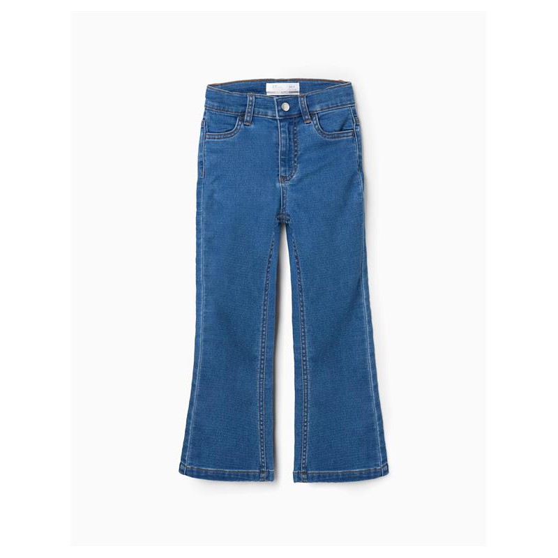 pantalon vaquero niña flare campana tejano denim azul medio cintura ajustable algodon elástico losan chic and kid