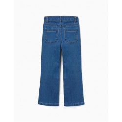 pantalon vaquero niña flare campana tejano denim azul medio cintura ajustable algodon elástico losan chic and kid