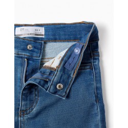 pantalon vaquero niña flare campana tejano denim azul medio cintura ajustable algodon elástico losan chic and kid