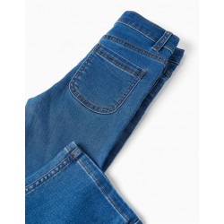 pantalon vaquero niña flare campana tejano denim azul medio cintura ajustable algodon elástico losan chic and kid