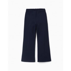 pantalon niña punto roma campana flare elástico leggins azul marino colegial comodo zippy kid chic and kid