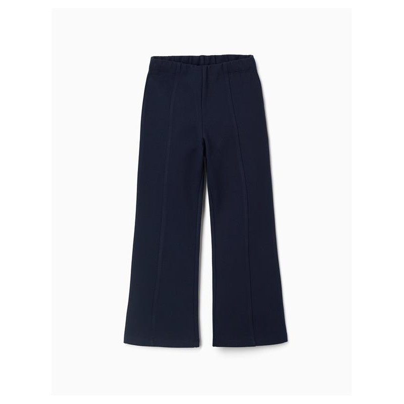 pantalon niña punto roma campana flare elástico leggins azul marino colegial comodo zippy kid chic and kid