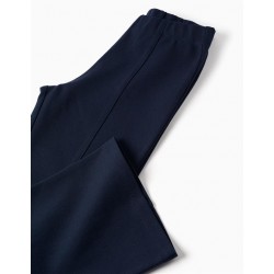 pantalon niña punto roma campana flare elástico leggins azul marino colegial comodo zippy kid chic and kid