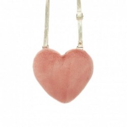 Bolso bandolera infantil en forma de corazón de pelo suave rosa con tira dorada Rockahula Kids CHIC & Kid