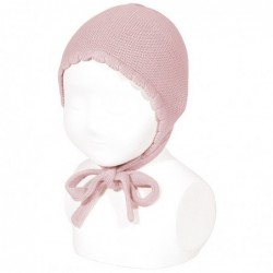 Capota de punto para bebé en color rosa empolvado con lazada al cuello Cóndor CHIC & Kid