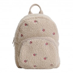 Mochila infantil de borreguito beige con flores bordadas Little Dutch CHIC & Kid