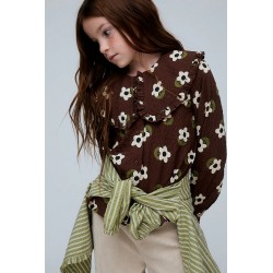 Blusa Marrón con Estampado...