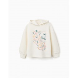 Sudadera cruda con capucha y estampado floral art in bloom para niña Zippy CHIC & Kid
