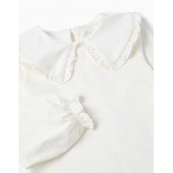 Camisa blanca de manga larga para niña con cuello bobo y volantes Zippy CHIC & Kid