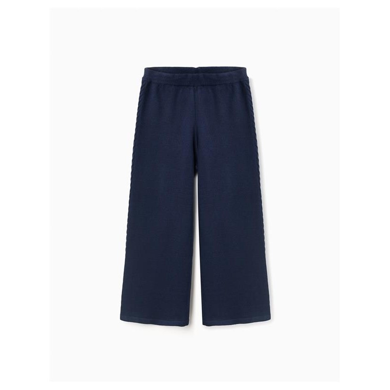 Pantalón culotte de punto azul marino con detalles de trenzas laterales para niña Zippy CHIC & Kid