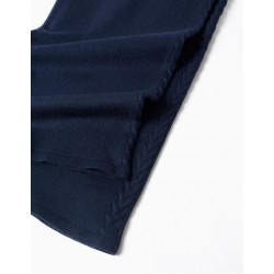 Pantalón culotte de punto azul marino con detalles de trenzas laterales para niña Zippy CHIC & Kid