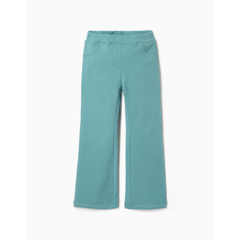 Pantalón ancho de felpa en color verde agua con bolsillos simulados para niña Zippy CHIC & Kid