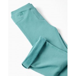 Pantalón ancho de felpa en color verde agua con bolsillos simulados para niña Zippy CHIC & Kid