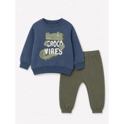 Chándal completo infantil en color azul marino con sudadera estampada croco vibes y pantalón a juego Losan CHIC & Kid