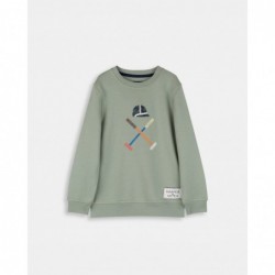Sudadera verde caqui con bordado de polo para niño de Harper & Neyer