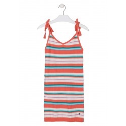 VESTIDO TRICOT RAYAS SALMON